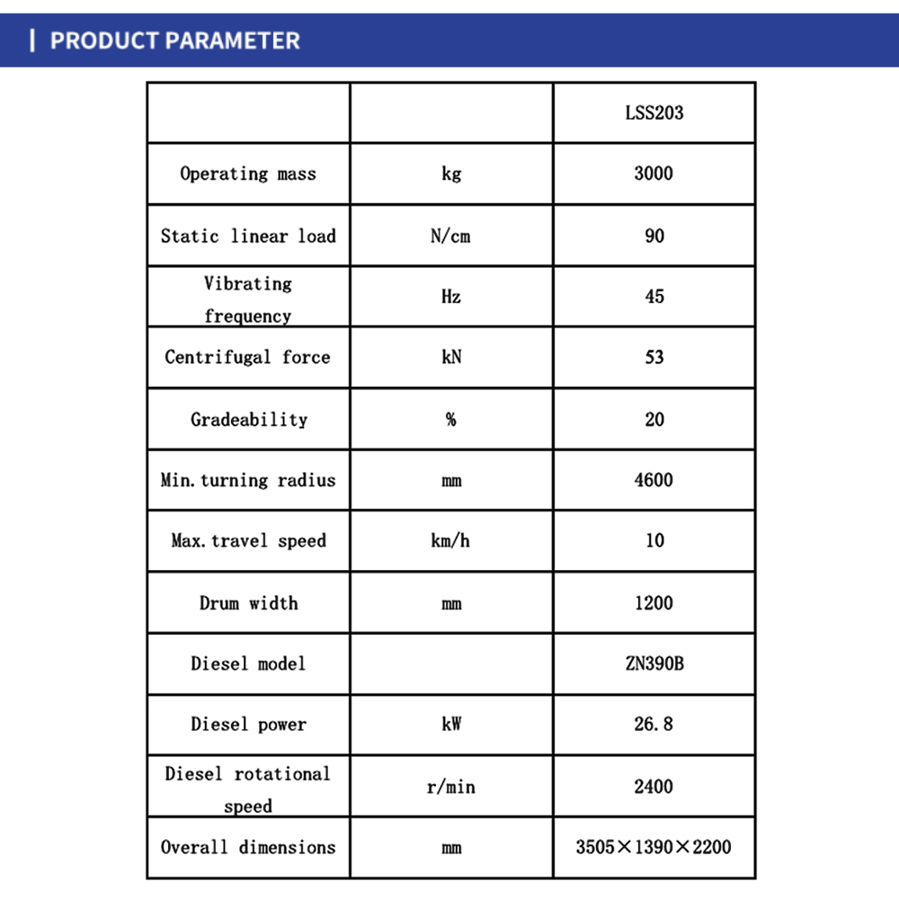 SINOMACH 3 ton Single Drum Vibratory road Rollers compactors LSS203