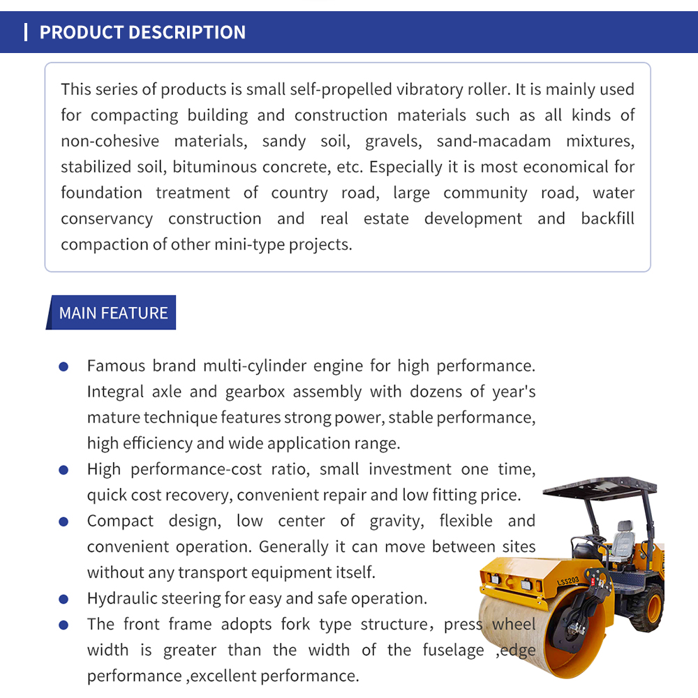 SINOMACH 3 ton Single Drum Vibratory road Rollers compactors LSS203