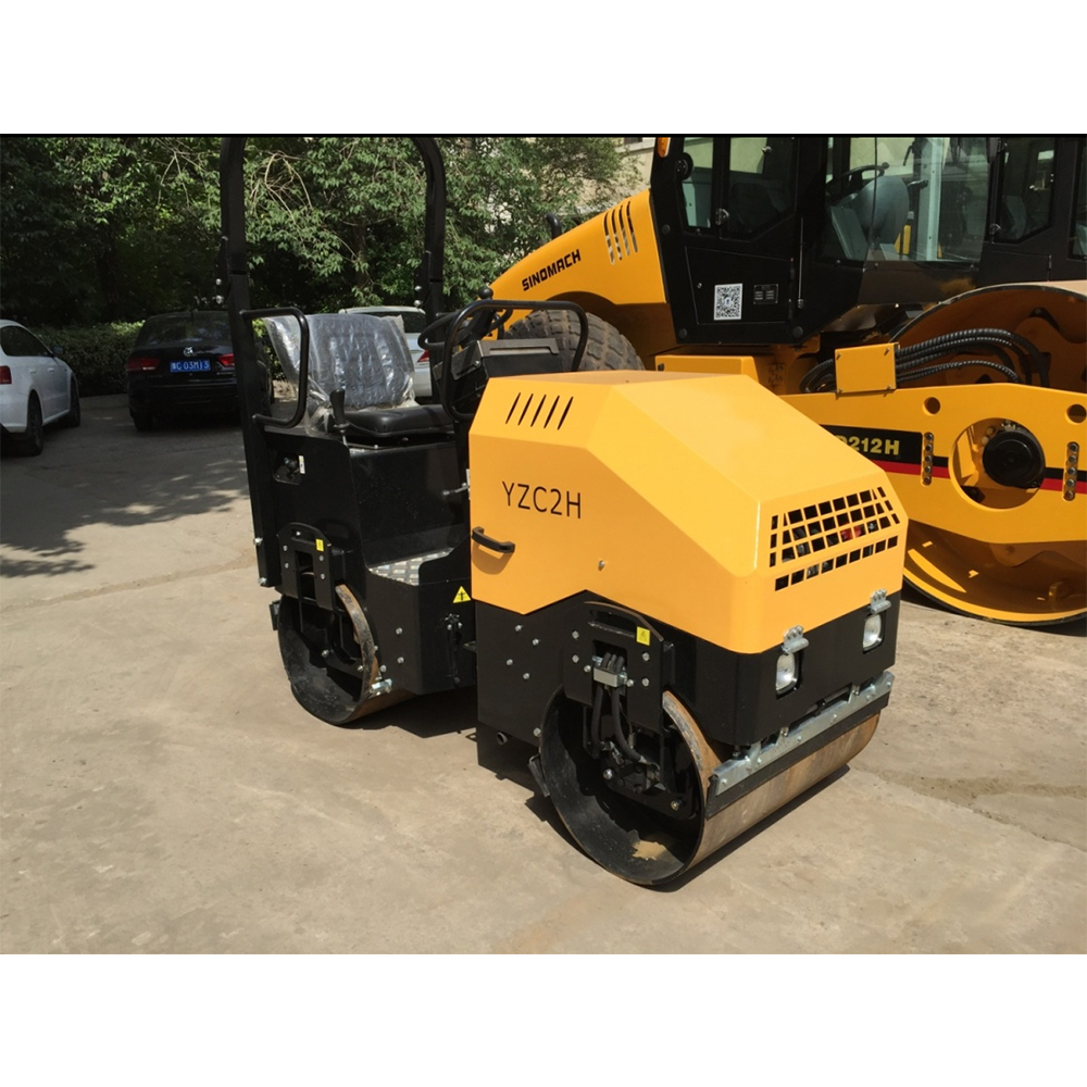 SINOMACH 1.5ton Mini Hydraulic double drum vibratory road rollers for sale YZC2h