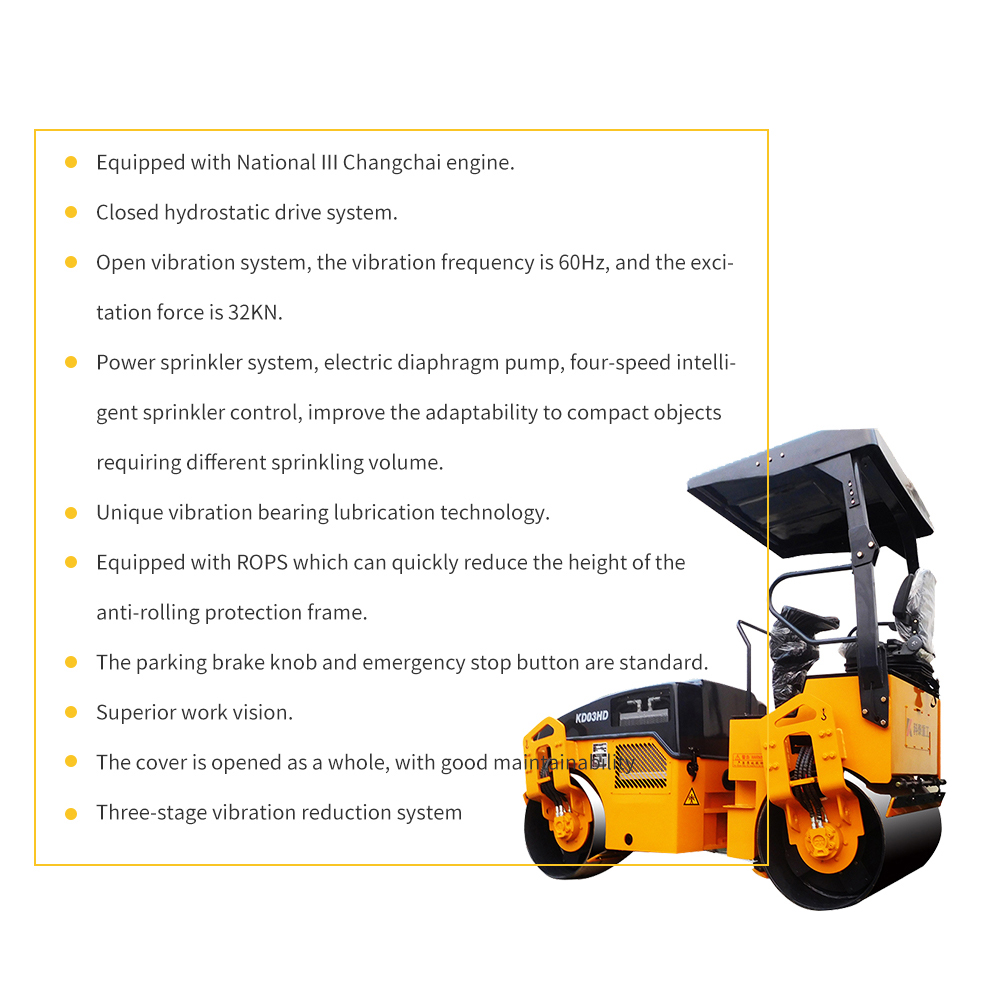 Factory wholesale Road Roller - KOTAI 3.4ton KD03HD Full Hydraulic Small Steel Wheel Road Roller – China Construction