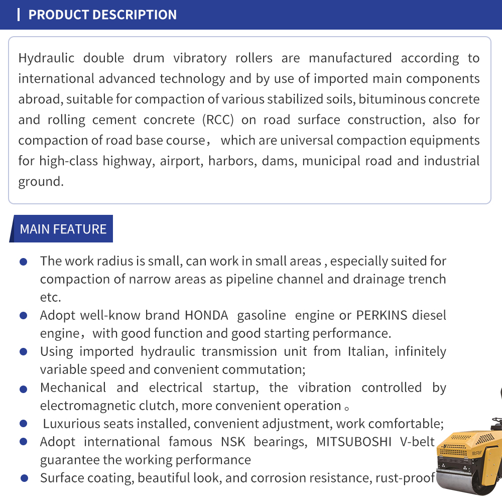 SINOMACH 1.5ton Mini Hydraulic double drum vibratory road rollers for sale YZC2h