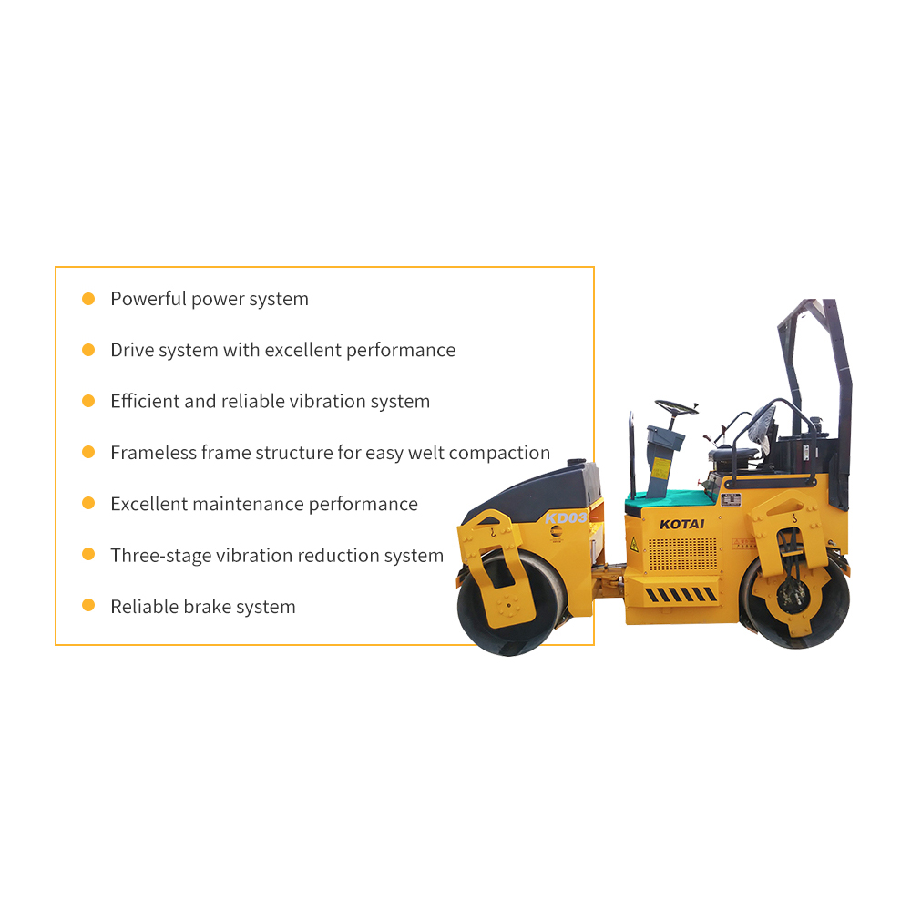 Reasonable price Vibratory Soil Compactor - KOTAI 3ton KD03 Fully Hydraulic Small Steel Wheel Roller – China Construction