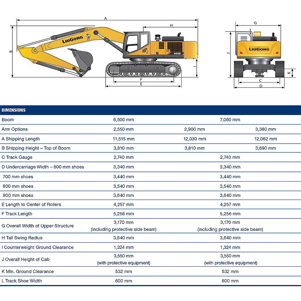 Liugong 48 ton China New Hydraulic Crawler Excavators Digger machine For Mining 950E